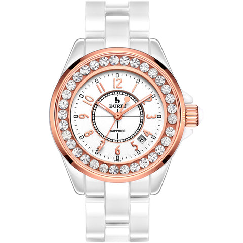 Luxury Ladies Sapphire Crystal Ceramic Band Quartz Watch