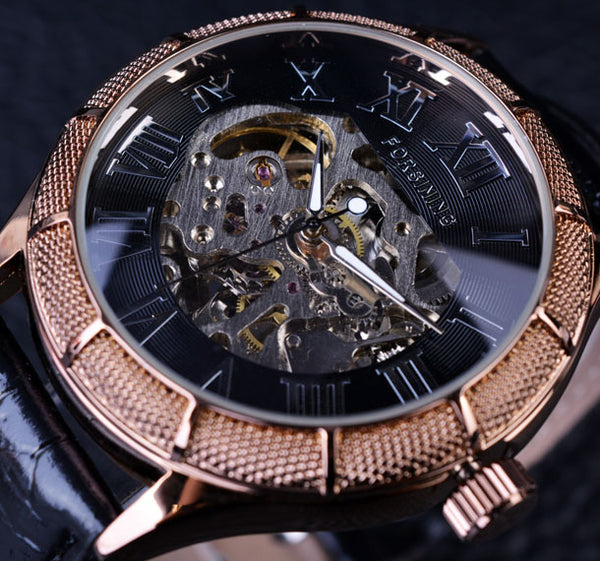 Forsining Skeleton Watch Transparent Roman Number Watches Men Luxury Brand Mechanical Men Big Face Watch Steampunk Wristwatches