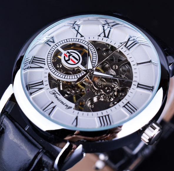 Forsining Black Golden 3D Literal Design Watch