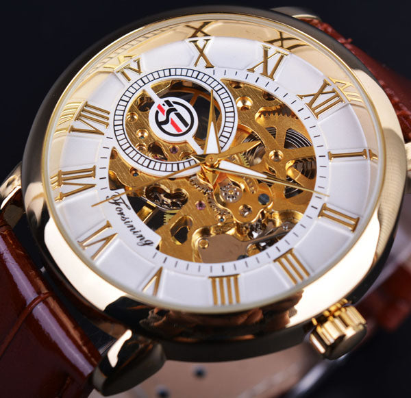 Forsining Black Golden 3D Literal Design Watch