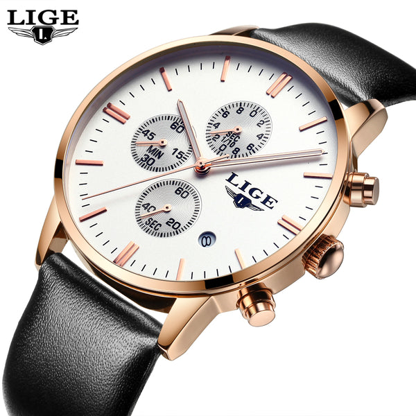 Military Sport Luminous Wristwatch Chronograph Leather Quartz