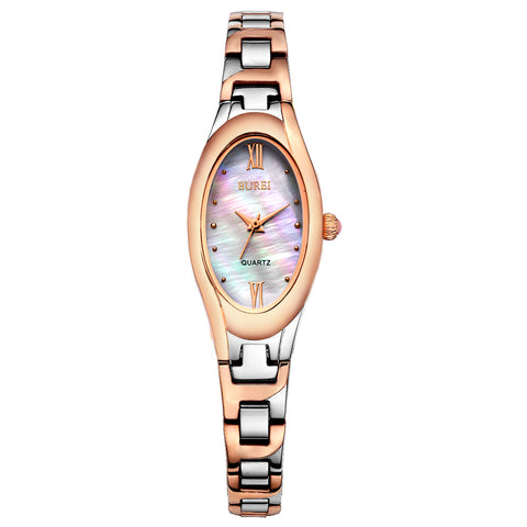 Lady Sapphire Crystal Oval Shape Quartz Watch Waterproof