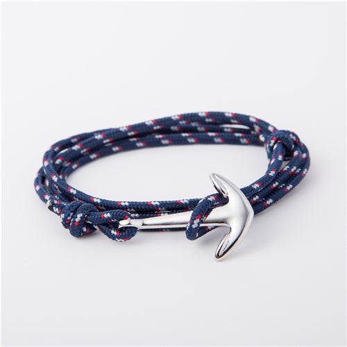 Multilayer Risers Silver Anchor Bracelet