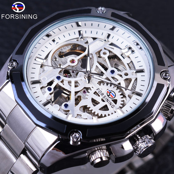 Forsining New Collection Transparent Case Golden Stainless Steel Watch