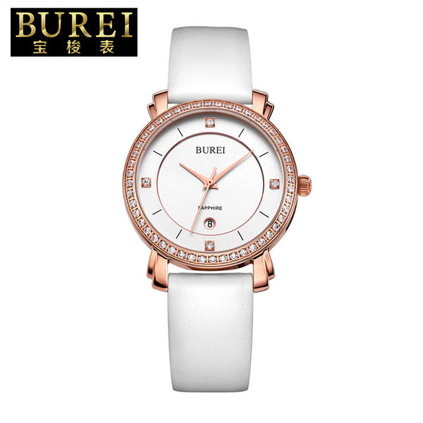 BUREI Elegant Ladies Sapphire Crystal