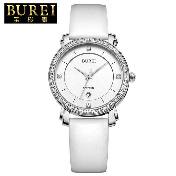 BUREI Elegant Ladies Sapphire Crystal