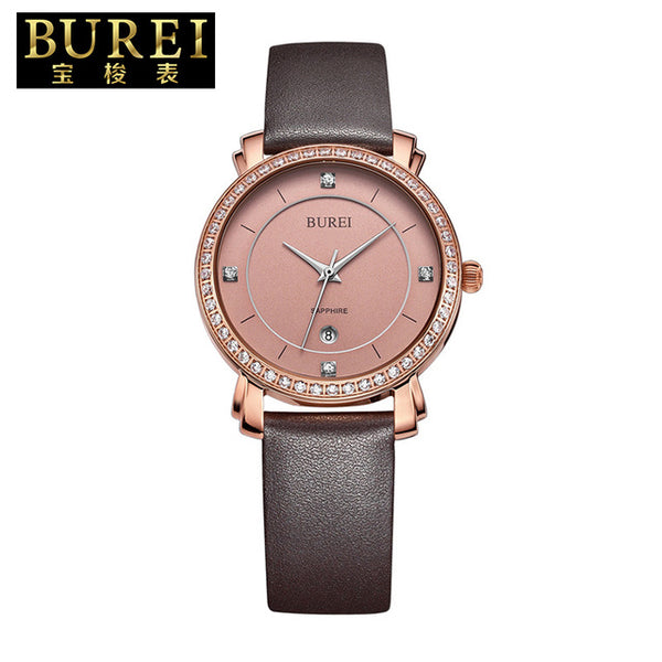 BUREI Elegant Ladies Sapphire Crystal