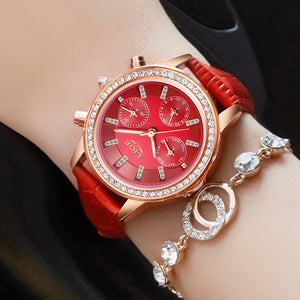 asual Leather Ladies Dress Watches Women Clock Montre Femme