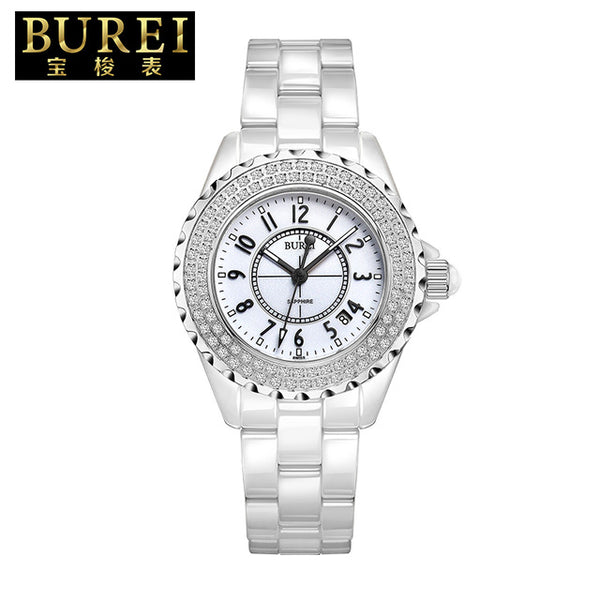 Elegant Ladies Sapphire Crystal Ceramic Band Quartz Watch