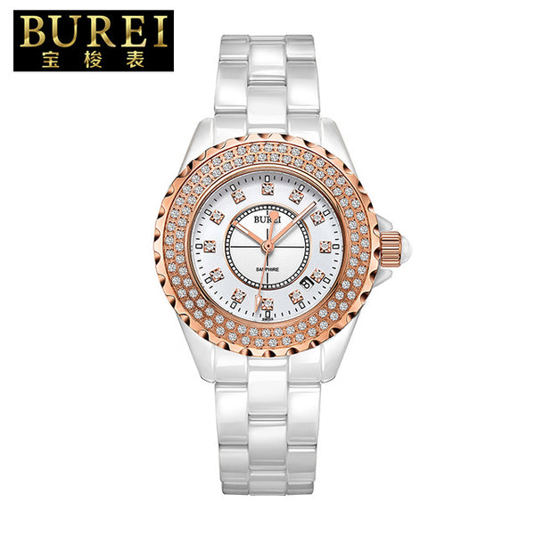 Elegant Ladies Sapphire Crystal Ceramic Band Quartz Watch