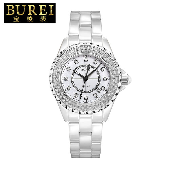 Elegant Ladies Sapphire Crystal Ceramic Band Quartz Watch