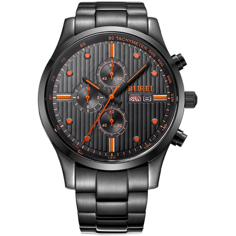 Crystal Multi Function Chronograph Quartz Watch Stainless Steel Wristwatches