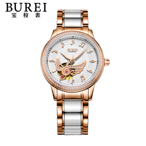 Ladies Ceramic Strap Automatic Mechanical Watch Waterproof Wristwatch