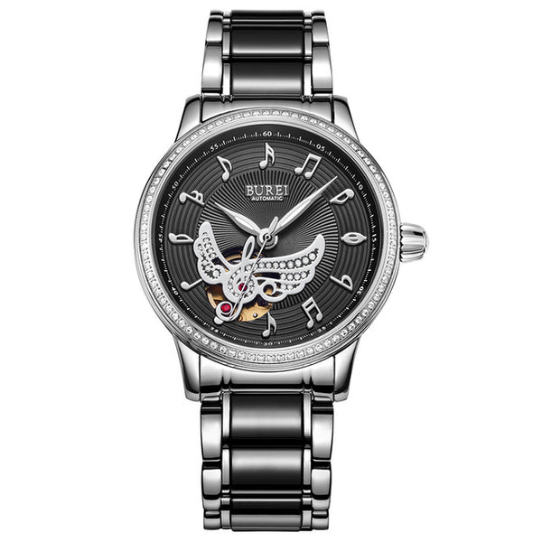 Ladies Ceramic Strap Automatic Mechanical Watch Waterproof Wristwatch