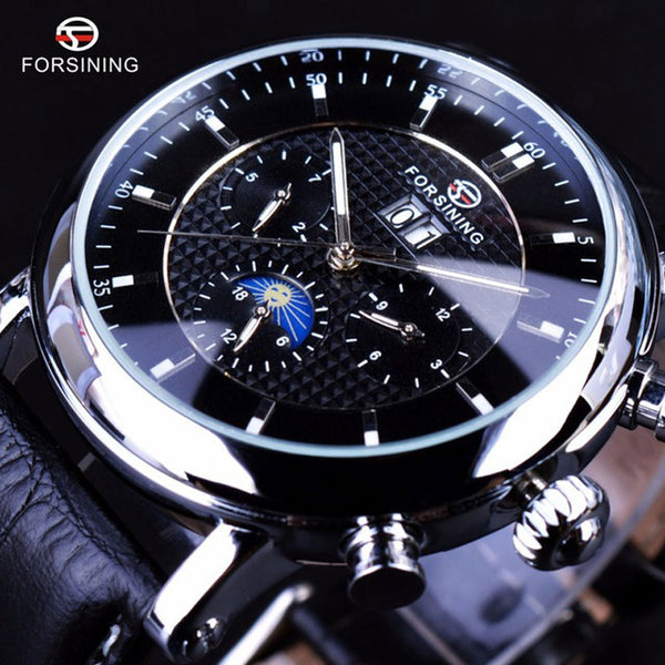 Forsining 2016 Luxury Rose Golden Series Moon Phase Calendar Design Clock Men Watch Top Brand Luxury Automatic Male Wrist Watch