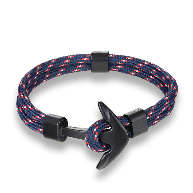 Woven Multilayer Black Anchor Bracelets