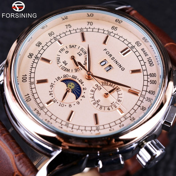 Moon Phase Shanghai Movement Rose Gold Watch