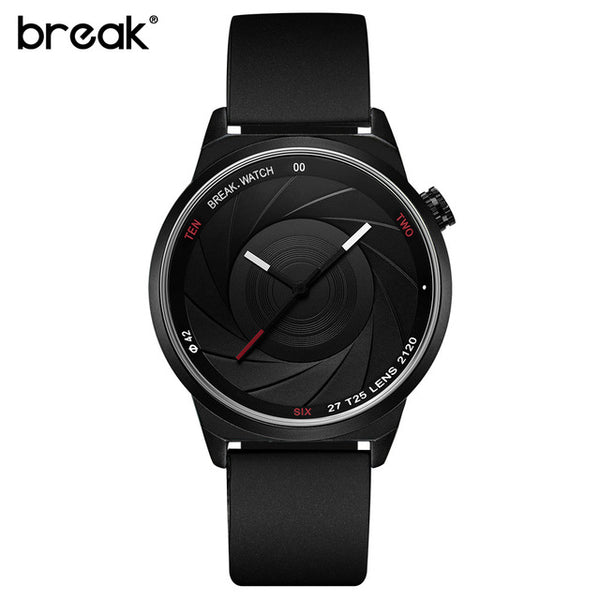 BREAK Men Luxury Brand Fashion Casual Rubber Band Aperture Quartz