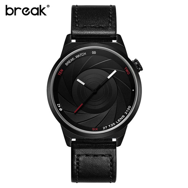 BREAK Men Luxury Brand Fashion Casual Rubber Band Aperture Quartz