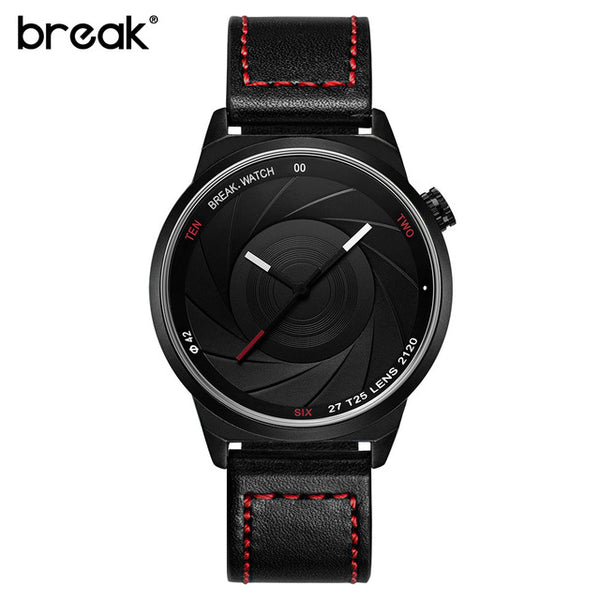 BREAK Men Luxury Brand Fashion Casual Rubber Band Aperture Quartz