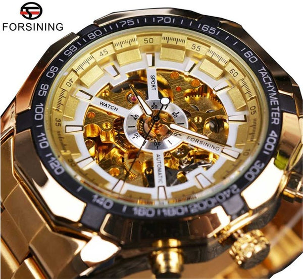 Winner Classic Transparent Full Golden Mens Watches Top Brand Luxury Men Sport Automatic Watch Skeleton Watch Clock Wrist Watch