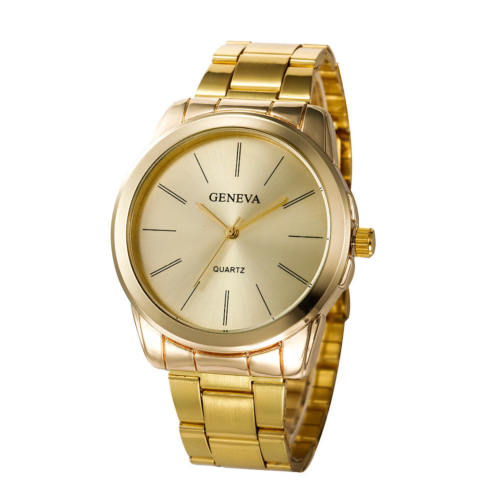 Fashion Women Men Simple Stainless Steel Analog Quartz Wrist Watch