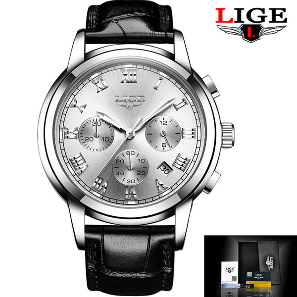 Men Leather Waterproof Watch