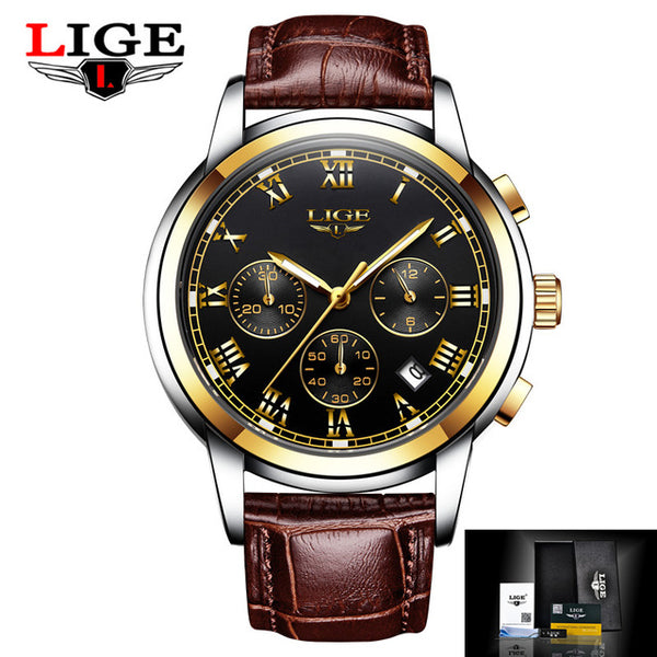 Men Leather Waterproof Watch