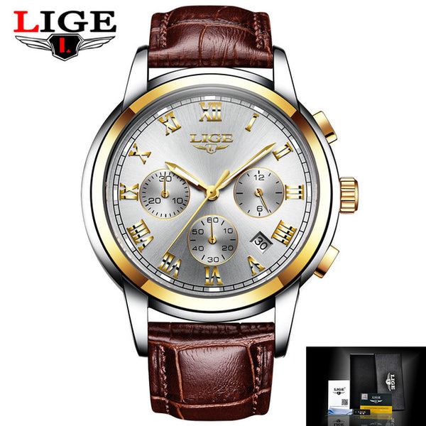 Men Leather Waterproof Watch