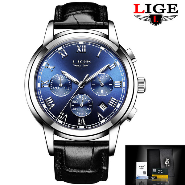 Men Leather Waterproof Watch