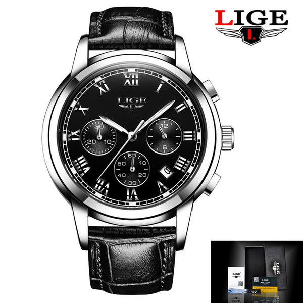 Men Leather Waterproof Watch