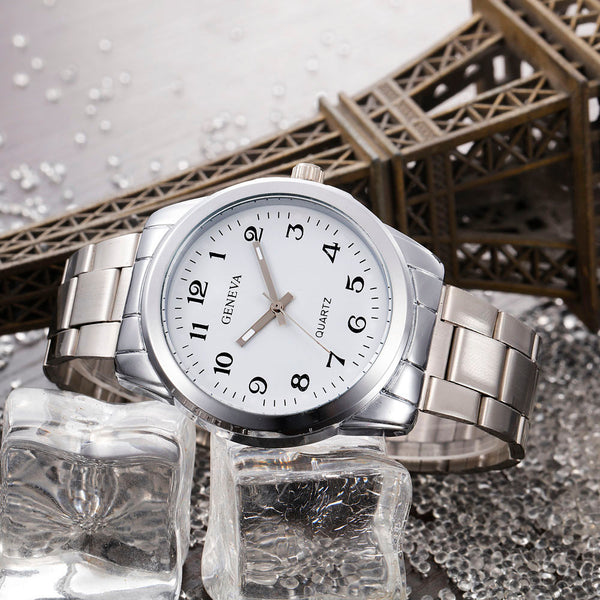 Fashion Women Men Simple Stainless Steel Analog Quartz Wrist Watch