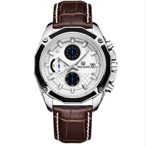 Leather Chronograph Watch Clock for Gentle Men