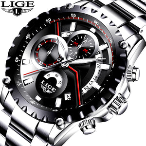 Men Full Steel Business Watch Date Chronograph