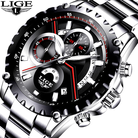 Men Full Steel Business Watch Date Chronograph