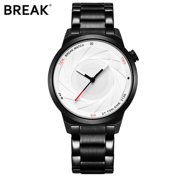 BREAK Men Luxury Brand Fashion Casual Rubber Band Aperture Quartz