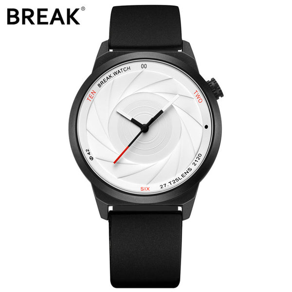 BREAK Men Luxury Brand Fashion Casual Rubber Band Aperture Quartz