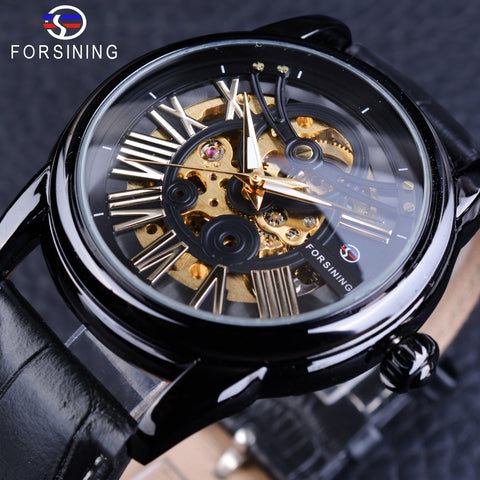 Black Bezel Retro Men Automatic Watch Luminous Hands