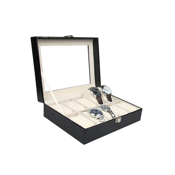 High Quality Watch Box Mens Black PU