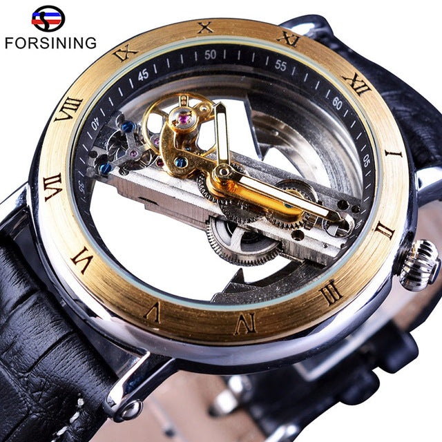 Minimalism Design Silver Steel Waterproof Steampunk Wrist Watch