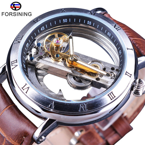 Minimalism Design Silver Steel Waterproof Steampunk Wrist Watch