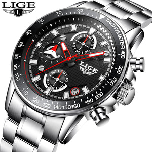 Military Quartz Watch Men Full Steel Business Waterproof Clock