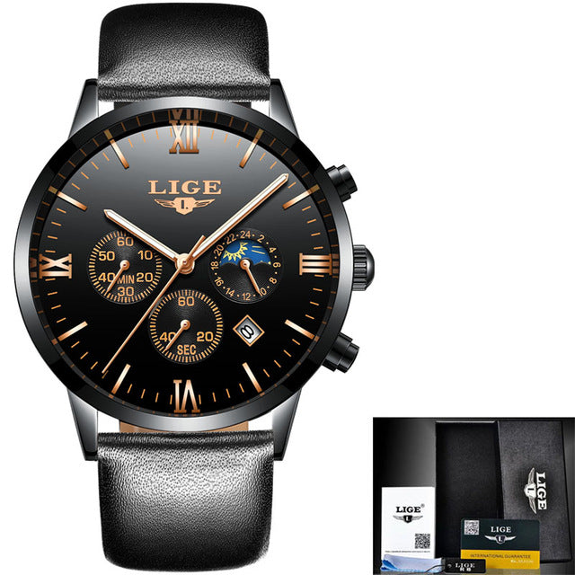 Men's Casual Mesh Steel Gold Waterproof Sport Watch
