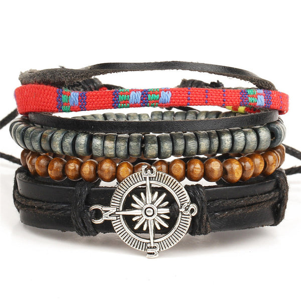New Fashion accessories anchor Bead Leather Bracelets