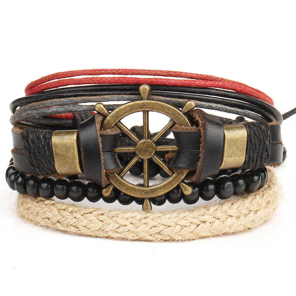 New Fashion accessories anchor Bead Leather Bracelets