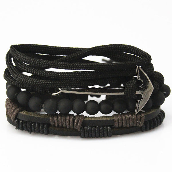 New Fashion accessories anchor Bead Leather Bracelets