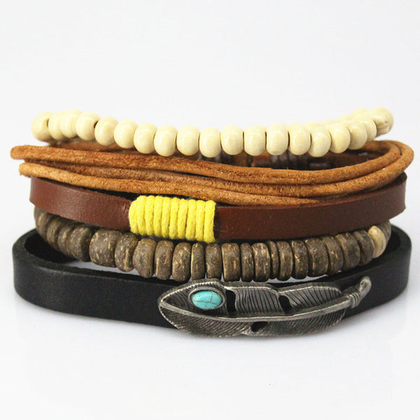 New Fashion accessories anchor Bead Leather Bracelets