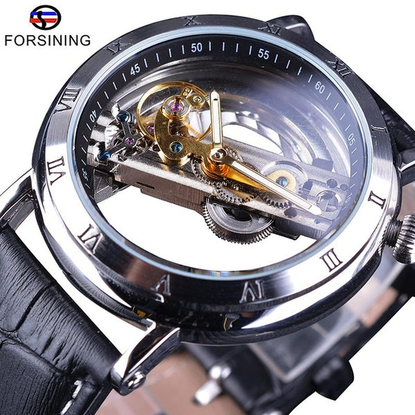 Minimalism Design Silver Steel Waterproof Steampunk Wrist Watch