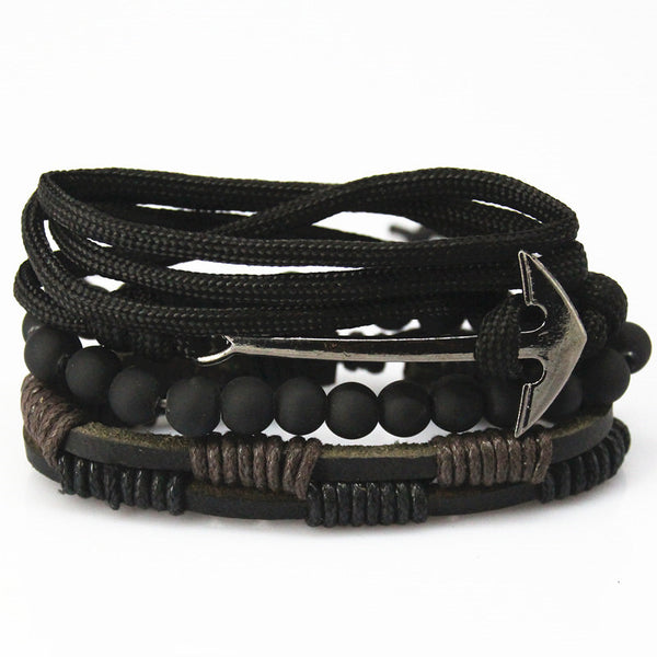 New Fashion accessories anchor Bead Leather Bracelets